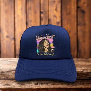 Whitney Houston I'm Your Baby Tonight Unisex Trucker Hat Navy Snapback Cap